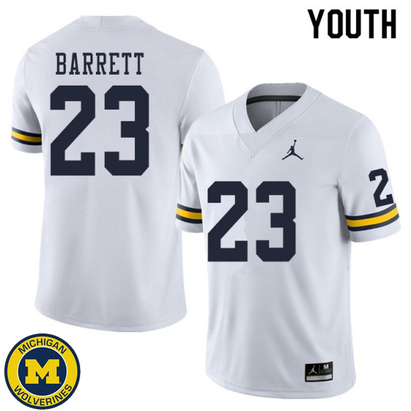 Youth Michigan Wolverines #23 Michael Barrett White University Football Jersey